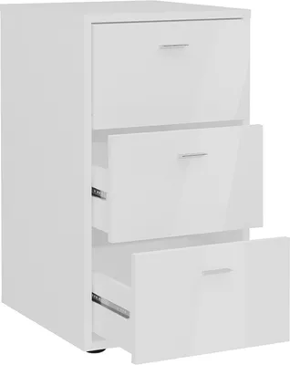 Produktbild von Nachttisch Nachtschrank mit 3 Schubladen in Hochglanz weiß, VUKA-10, für Boxspringbetten geeignet, B/H/T ca. 35/62,4/39,9 cm