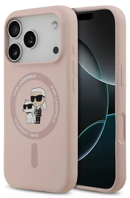 Obrázok produktu pre Kryt z tekutého silikónu Karl and Choupette MagSafe pre iPhone 18 Pro, ružový (57983131786)