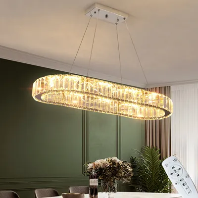 Produktbild von Fortuna Lai LED Pendelleuchte HQ-TYX-WJ, höhenverstellbar, LED fest integriert, Warmweiß, kaltweiß, Tageslichtweiß, Moderne Pendelleuchte aus K9 Kristall, 120W, 3000-6500 K, Breite 70 cm