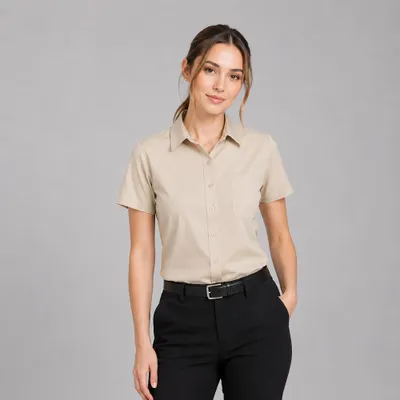Produktbild von Damen Bluse halbarm sand, Gr. 38 : 38 : sand : 60% Baumwolle 40% Polyester
