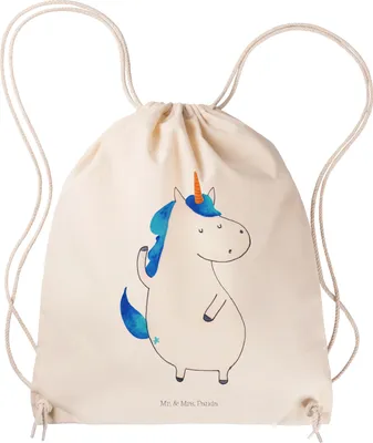 Produktbild von Mr. & Mrs. Panda Beutel Einhorn Mann - Transparent - Geschenk, Familie, Turnbeutel, Unicorn, Beste, wander rucksack, Kleiner, Cool, Säckchen, Freundin, gym tasche