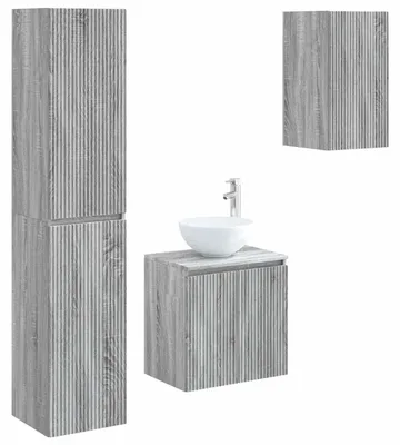 Immagine prodotto di vidaXL Set di mobili da bagno, 3 pezzi, grigio Sonoma, 33 x 34,5 x 160 cm