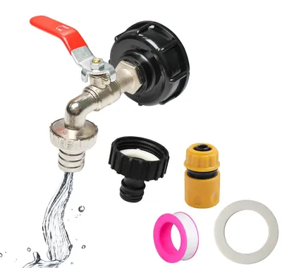 Image de Kit de robinet de vidange IBC avec adaptateur S60 x 6 et robinet de 3/4 de pouce