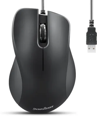 Produktbild von Perixx PERIMICE-221U Ergonomische USB Maus Kabelgebunden, 1000 DPI, Leiser Klick, 1,5 m Kabel, Rechtshänder Design, PC & Laptop USB-A Schwarz