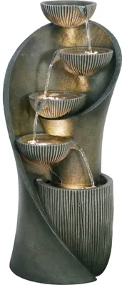 Produktbild von Dehner Gartenbrunnen Atlas, Terassenbrunnen frostbeständig, Brunnen für Außen, mit LED Beleuchtung, ca. 97 x 43.5 x 43.5 cm, Polyresin, grau