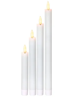 Produktbild von Weihnachtsdekoration KERZE FLAMME LED 4X0,03W Wachs, Kunststoff weiss H:28.5cm Ø2.1cm mit Schalter ein/aus