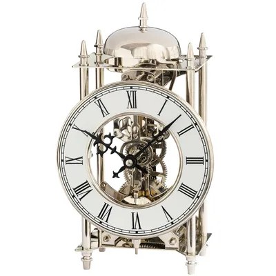 Produktbild von AMS 1184 Tischuhr Stiluhr Messing vernickelt mechanisch 14-Tage Schlagwerk