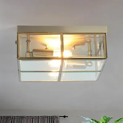 Obrázek produktu pro Bauhaus "Bräunlingen" stropní svítidlo bronz kov/sklo 2 světla stropní svítidlo obývací pokoj předsíň