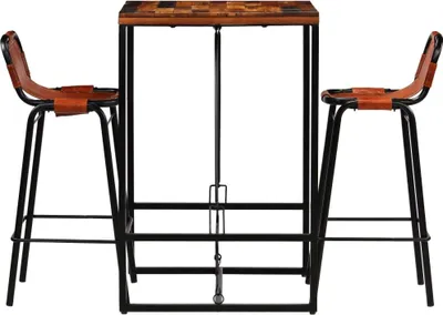 Produktbild von vidaXL Bar-Set 3-tlg. Altholz Massiv und Echtes Ziegenleder