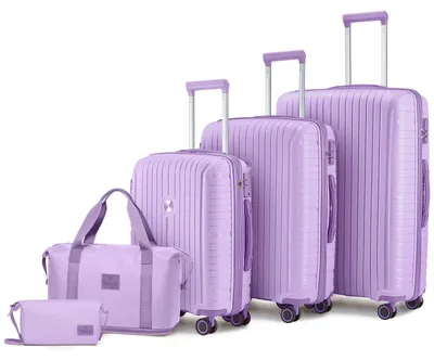Immagine prodotto di Set da viaggio leggero - Set di valigie - Set da viaggio - Valigia con rotelle - Trolley - Colore viola, con borsa a tracolla inclusa