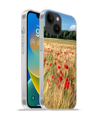 Produktbild von MuchoWow® Handyhülle Schutzhülle Hülle für Apple iPhone 14 - Softcase Wilde Mohnblumen auf einem großen Feld Silikon Softcase Handy Hülle - Mobiltelefonhülle