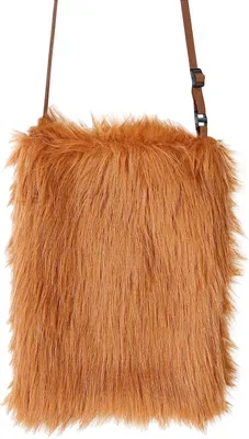 Image de Sac à bandoulière en peluche marron années 80 - Sac à main