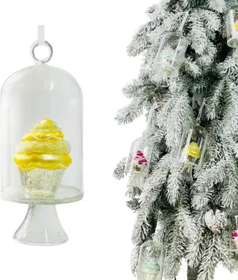 Immagine prodotto di Decorazione per albero di Natale in vetro - Cupcake giallo in vetro 14 cm