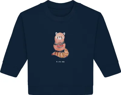 Produktbild von Mr. & Mrs. Panda Organic Baby Pullover Roter Panda 24. - 36. Monat - French Navy - Geschenk, Liebe, Liebling, Herz, Rot, Lieblingsmensch, Bullover, Lustige Sprüche