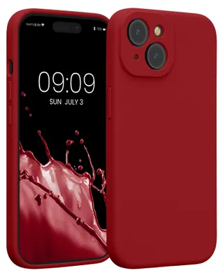 Produktbild von kwmobile Hülle kompatibel mit Apple iPhone 15 - Hülle Silikon gummiert - Handyhülle - Handy Case in Rhabarber Rot