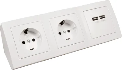 Produktbild von Steckdosenblock McPower Flair Aufbau weiß 2-fach Schutzkontakt + 2x USB