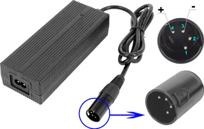 Obrázok produktu pre 4-pinová nabíjačka XLR 42V 3,0A pre batérie Derby Cycle, Kalkhoff, Raleigh Impulse 36V