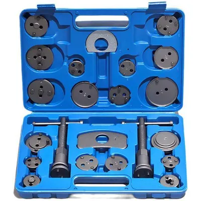 Produktbild von Universal Bremskolben Rückstellwerkzeug Set - Bremskolbenrücksteller für KFZ Bremssättel - 22-tlg. | Retter RKB-01