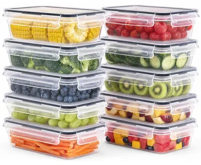 Zdjęcie produktu dla Omgoods - Zestaw 10 pojemników do przechowywania żywności, wolnych od BPA, z pokrywkami