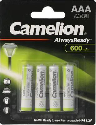 Produktbild von AAA, Micro LR3, HR03, NiMH Akku mit 600mAh in 4er Blisterverpackung, Always Ready mit geringer Selbstentladung, Ready to Use Akku