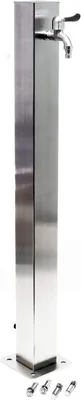Produktbild von eckige Wasserzapfstelle aus Edelstahl 95 cm, Wassersäule mit Wasserhahn & Anschluss, UV- & frostbeständig