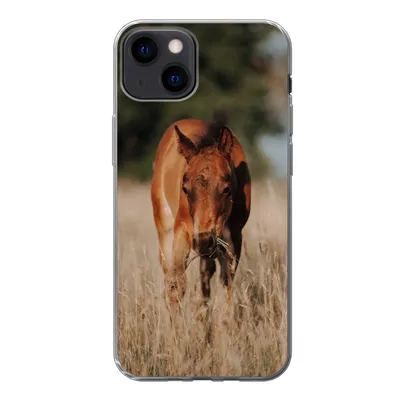 Produktbild von MuchoWow® Handyhülle Schutzhülle Hülle für iPhone 13 Pferd - Sonne - Landschaft Silikon Softcase Handy Hülle - Karteninhaber