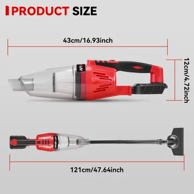 Immagine prodotto di Aspirapolvere portatile senza fili - 12 kPa - 1500 W - 18 V - Contenitore per la polvere 0,6–1 litro - Adatto per pavimenti e divani - Senza batteria