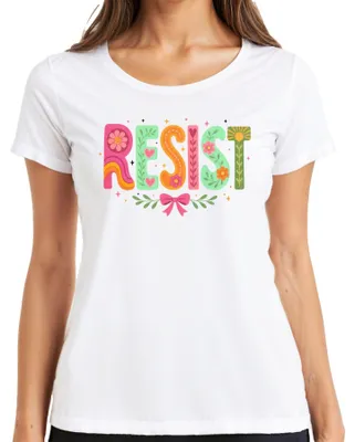 Produktbild von RESIST Groovy Retro Blumen Hippie Feminismus Statement Sarkasmus Damen T-Shirt, Weiß, XL