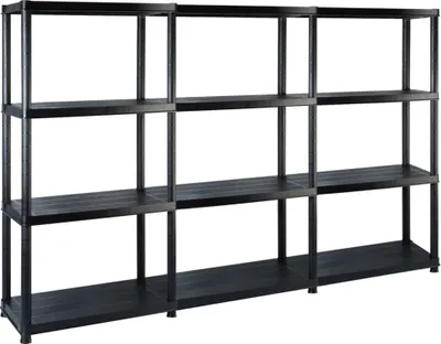 Obrázok produktu pre Regál so 4 úložnými poličkami čierny 183x30,5x130 cm plastový