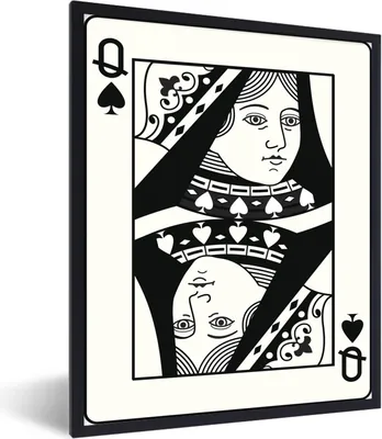 Produktbild von MuchoWow® MuchoWow® Gerahmtes Poster Illustration einer Pik-Dame-Spielkarte 60x80 cm - Poster mit zchwarzem Bilderrahmen - Premium - Wanddeko Wohnzimmer