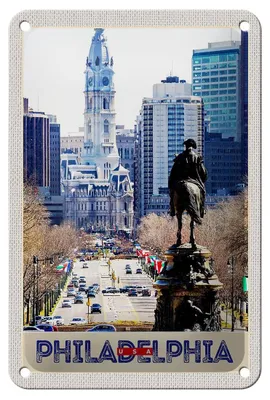 Produktbild von Blechschild Reise 12x18cm Philadelphia USA Amerika Stadt Kirche Schild