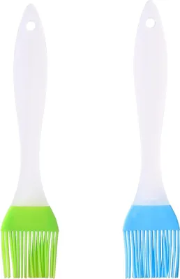 Produktbild von 2 Stück Silikon-Pinsel, hitzebeständige Küchenpinsel zum Backen und Kochen - Blau und Grün Antihaftpinselset, spülmaschinenfest