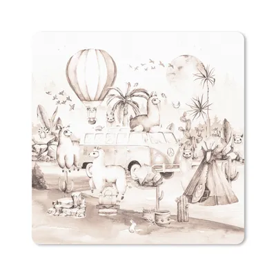 Produktbild von MuchoWow® Mauspad Mousepad Kinder - Alpaka - Tiere - Jungen - Mädchen 20x20 cm - Mousepads - Maus Mat - Pad - Mausunterlage - Desk Mat - Bureauartikeln