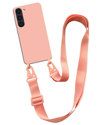 Obrázek produktu pro Smartphonica pouzdro se širokou šňůrou pro Samsung Galaxy S23 silikonový zadní kryt s měkkou vnitřní stranou - Lososový
