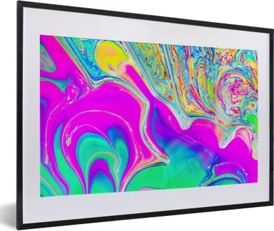 Produktbild von MuchoWow® Gerahmtes Poster Kunst - Farben - Psychedelisch 60x40 cm - Poster mit Schwarzem Bilderrahmen Wandposter Rahmen Foto Bilder - Schlafzimmer - Plakat in Rahmen - Drucken