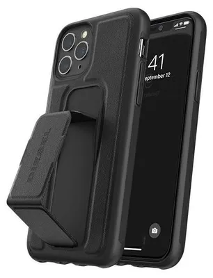 Produktbild von Diesel Grip Case Leather Look iPhone 12/12 Pro schwarz 42534 Schutzhülle