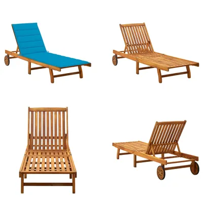 Image de vidaXL Bain de soleil avec support Acacia massif - Bain de soleil - Bain de soleil en bois - Bain de soleil en bois