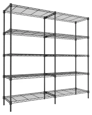 Immagine prodotto di Scaffale in filo metallico a 5 ripiani - Scaffale da garage per carichi pesanti - Scaffale metallico regolabile - Scaffale indipendente per dispensa e cantina