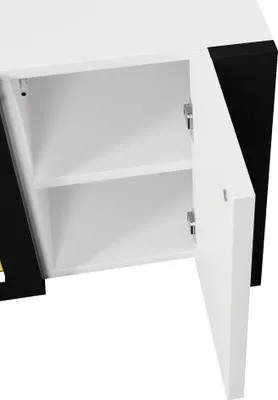Produktbild von okwish TV-Schrank, Lowboard mit elektrischem Kamin Flammeneffekt, farblich passender TV-Schrank，Hochglanz,keine Heizfunktion,  schwarz&weiß
