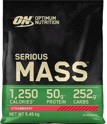 Produktbild von Optimum Nutrition Serious Mass (12lbs) Strawberry - Gewichtszunahme - Mit Kreatin