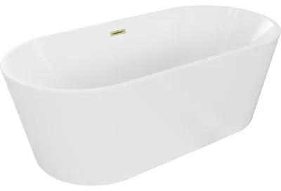 Obrázek produktu pro Mexen Luna volně stojící vana 180 x 80 cm, bílá, přeliv zlatý kartáčovaný - 52031808000-55