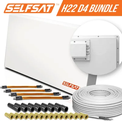 Produktbild von Selfsat H22D4+ 4 TV Teilnehmer SAT Flachantenne FLAT + profi Fensterdurchführung + Kabel FULL HD 4K