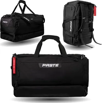 Produktbild von PASTE® - Premium Sporttasche 63L mit Rucksackfunktion, Schuhfach & Nassfach Schwarz Fußball-Tasche Trainings-Tasche Kühlfunktion Damen Herren groß XL
