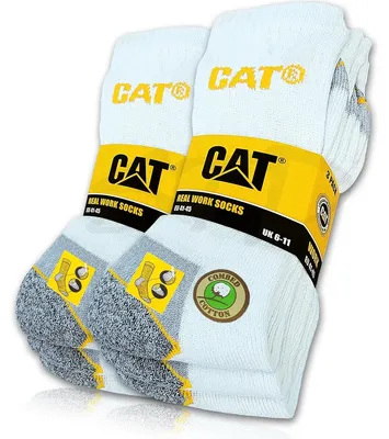 Produktbild von 6 Paar CAT CATERPILLAR REAL WORK Arbeitssocken Weiß Größe 46-50 Damen Herren Business Socken Strümpfe verstärkte Spitze Ferse echte Ferse