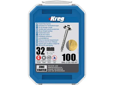 Produktbild von Kreg Pocket-Hole Schrauben 32 mm, Verzinkt, Maxi-Loc, Grobgewinde - 100Stk.
