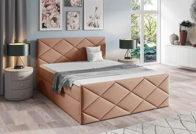 Produktbild von Bett mit Matratze und Lattenrost HALKA – 140x200, lachsrosa + ER Topper