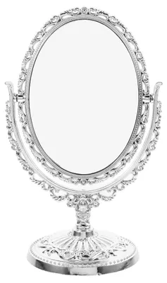 Produktbild von Kosmetikspiegel - Oval und doppelseitig drehbar - Für Schlafzimmer und Badezimmer - 20 x 12,5 x 9,3 cm Silber