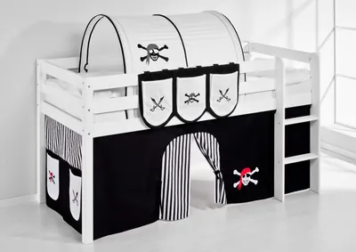 Produktbild von Vorhang Pirat Schwarz Weiß mit Streifen - für Hochbett, Spielbett und Etagenbett - LILOKIDS