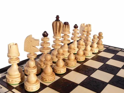 Produktbild von Schach Schachspiel SET Schachbrett 55 x 55 cm Holz Neu Geschnitzt braun groß