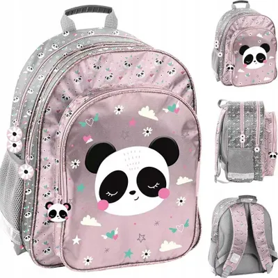 Produktbild von Paso Schulrucksack Panda für Mädchen, ergonomisch, leicht, A4